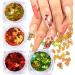 4 Colors Fall Nail Art Stickers Thanksgiving Nail Art Sequins Decals Nails Decorations Supply Manicure Tips Accessories Green Orange Gold Red Design Autumn Gradient Maple Leaf Thin Nail Sequins