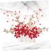 HAPINARY Handmade Comb Hair Insert Comb Bridal Headpiece Flower Hair Combs Wedding Side Comb Wedding Hair Combs Pearl Comb Clip Crystal Headpiece Tiara Red Hanfu Bride Headgear - Buy Online on GoSupps.com