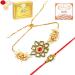 Ghasitaram Gifts Rakhis Online - Rakhi for Brother-RT-Stone Bhaiya Bhabhi Rakhi with 200 GMS of Kaju katli and 200 GMS of Soan Papdi Rakhi Set with 200 gms of Kaju katli & Soan Papdi