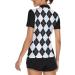 Soneven Women's Long Sleeve Golf Polo Shirt - Moisture Wicking, Quick Dry Half-Zip Pullover for Athletic Workouts - Black Plaid Design - Buy Online on GoSupps.com