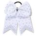 12 Pieces Jumbo Cheerleader Bows with Rhinestones  7 Inch Large Ponytail Holder Cheer Hair Bows for Teen Girls Softball Cheerleader Sports  White 12 Count (Pack of 1) White