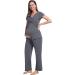 Women's Maternity Pyjama Set | Short Sleeve Tops & Long Pants | Summer Cool Moisture Wicking | Pregnancy Labor Nursing Sleepwear | S Dark Grey - Buy Online on GoSupps.com