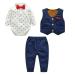 famuka Baby Boy 3 Piece Formal Outfit Suit with Bows Waistcoat Gentleman Tuxedo Navy 1 3 Months