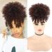 Doren Afro Drawstring Ponytail with Bangs Kinky Curly for Women Synthetic Hair Extensions Clip On Hairpieces 12inch #4 12 Inch #4