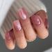 SINLOV Medium Square Fake Nails Pink Nude French False Nail Glossy Full Cover False Nails Press on Nails for Women and Girls