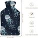 Hot Water Bottle with Lid - Jellyfish Pattern Rubber Bag for Pain Relief Cramps & Foot Warmer - Hot & Cold Therapy - Buy Online on GoSupps.com