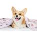 Paw Print Pet Blanket 6-Piece Set - Soft Fluffy Dog Cat Blanket for Small Animals - 60 x 40 cm - Brown/White/Pink - Buy Online on GoSupps.com