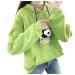 Bigfanshu Women's Dresses Autumn Hoodies Character Print I Hate Morinings Sweatshirt with Pocket Green