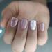False Nails Short 24Pcs Purple White Fake Nails Purple Glitter Press on Nails Purple White Marble Nail Tips with Glue Squaoval Stick on Nails for Women Girls Nails Art Pink Smudge Short