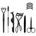 EBANKU 7pcs Eyelash Comb Brush Tools Eyebrow Brush Comb Eyelash Separator Tool Professional Eye Brow Spoolie Brushes for Makeup Grooming Eyelash Curler Silicone Refill Pads Tweezers Scissors
