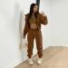 Shop Women's Long-Sleeved Jogging Suit Set | Hooded Sweater & Pants | Stylish Leisure Sportswear - Brown XL - Buy Online on GoSupps.com