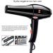 Hair Dryer Powerful Salon Blow Dryer AC Motor Professional Hair Dryer 2300W Negative Ionic Hairdryer with 3 Heat 2 Speed Cool Shot Setting 2 Concentrators 2.35m Long Cable Low Noise Black Small - Buy Online on GoSupps.com