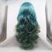 SHIYID Heat Resistant Body Wave Two Tones Synthetic Lace Front Wig - Green & Blue for Women | Middle Parting - Buy Online on GoSupps.com