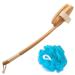 Back Scrubber for Shower - Back Brush - Long Handled Curved Wooden Bath + Shower Brush by Reng ra. for Men and Women - with Bonus mesh Scrubber