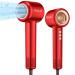 RUN.SE Hair Dryer with Smooth Nozzle Negative Ionic Blow Dryer with 110 000 RPM Brushless Motor 4 Heating / 3 Speed 1500W High-Speed Hairdryer Low Noise for Home & Travel (Red)