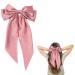 Pink Hair Bow Big Bow Hair Barrette Clips Soft Satin Silky Bowknot with Long Tail French Barrette Solid Color Large Bowknot Hairpin Hair Clip Hair Bows for Women Girls Teens