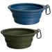 Petbonus dog bitches foldable dog bowl 2 pieces of silicone water bowl for dogs portable leak -proof traveling bowls with carabiners for dogs for water and food (army green marine blau) 1000ml army -green navyblau