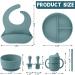 Baby Feeding Set: Silicone Bib, Suction Divided Bowl, Spoon, Fork - Toddler Utensils for Baby Led Weaning - 6 Months (Blue Green) - Buy Online on GoSupps.com