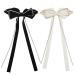 2 PACK Hair Bows Sparkly Rhinestone Tassel Hair Clips Barrettes Bowknot with Long Brocade Tassel Ribbon Claw Hair Accessories for Women and Girls (Black and White)
