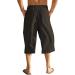 COOFANDY Men Cotton Linen Capri Pants - Drawstring Baggy Harem Yoga Beach Pants, Dark Brown - Buy Online on GoSupps.com