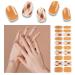 Foyute Semi Cured Gel Nail Strips 20 Pcs Soft Self-Adhesive Gel Nail Polish Wraps Sticker for Salon-Quality Manicure Set Long Lasting Easy to Apply & Remove Nail File & Wooden Stick (Yellow)