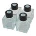 Ougual 4pcs Square Glass Bottles for Room Fragrance Diffuser Container for Essential Oils (50ML Black Caps) 50 ml Black Caps