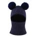 XIAOHAWANG Winter Warm Baby Hood Hats Kids Knit Earflap Caps Fleece Lining Hat Scarf for Toddler Boys Girls 3-10 Years Navy Pompom