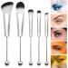 Makeup Brush Set Metal Handle Brush Set Unique Beads Foundation Brush Set Comfortable Grip Contour Brush Multipurpose Makeup Brush Kit for Contour Eyeshadow Foundation Lipstick Loose Powder Silver handle - Buy Online on GoSupps.com