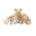 Elegant hollow metal carving hair clip retro imitation pearl jaw clip rhinestone hair clamp hairpin for women (gold)