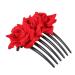 Amosfun 1pc Red Rose Hair Comb Bridal Headpieces for Wedding Flower Hair Clips for Wedding Hair Comb Bridal Hair Comb Hair Side Comb Wedding Rose Flower Hair Comb Bride Rose Color Headgear