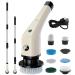 Electric Spin Scrubber for Bathroom Floor Power Scrubber with 8 Brush Heads Cordless Cleaning Brush with Adjustable Extension Handle Power Shower Cleaning Gray Grey