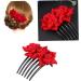 Didiseaon 1pc Red Rose Hair Comb Pearl Hair Pin Red Rose Flower Hair Comb The Rose for Women Floral Comb Hair Combs for Women Barrettes for Women Bride Wedding Headgear - Buy Online on GoSupps.com