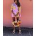 SAFRISIOR Women's 2 Piece Casual Tracksuit Set - Striped Long Sleeve Shirt & High Waisted Mini Shorts, Pink&Yellow, Medium - Buy Online on GoSupps.com