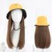 BGHJUE Wig female long hair hat wig piece one summer fashion trend black long straight full headgear