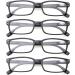Kerecsen 4 Pack Reading Glasses for Women and Men - Rectangular Fashion Black Frame Readers with Spring Hinges - 1.5 Diopters - Buy Online on GoSupps.com
