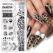Snake Leopard Print Animal Nail Stamping Plates Geometric Lines Flowers Cow Design Image Printing Plates Stencil Stamp Tool Lace Wave French Line Stamping Plates for Cow Print Nails(J054)