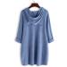 Xia&Han Women Dip Hem Tee Cat Ear Hooded Print Blouse Short Sleeves Shirt Pocket Tops Irregular Tunic X-Large Blue - Buy Online on GoSupps.com