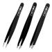 REMOS tweezers set 3-piece with eyebrow splinter & combination tweezers in black 3-piece Black