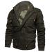 Hanxiulin fleece plush jacket fluffy warm zipper wool jacket hiking jacket men long arm winter coat jacket oversized bubble fleece jacket men trench coat with hooded plush jacket army -green m