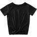 Girls Casual Button Front Tunic Top | Short Sleeve Knot Blouse | Kids T-Shirt | Size 6-7 Years | Color: Black - Buy Online on GoSupps.com