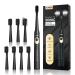 Charcoal Sonic Electric Toothbrush for Adults Kids, YUNCHI Y2 Rechargeable Toothbrushes Whitening Toothbrush, Deep Clean & Fresh Breath, 5 Modes, Smart Timer Electric Tooth Brush, 8 Brush Heads, Black sonic electric toothbrush H- Charcoal Bristles -8 Brus