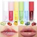 HSLFUAI 6 Pieces Fruit Flavoured Plumping Lip Oil Nourishing Lip Balm Lip Filler Gel for Dry Lips Moisturising Moisturizing and Waterproof