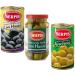 LalolaGourmet - Selection of Spanish Olives El Serpis - Manzanilla Green Olives with Stone - Green Olives Stuffed with Anchovies - Black Cacere as Olives with Bone I Gluten and Lactose Free