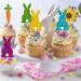 Bekecidi 30-Pack Exquisite Easter Cupcake Toppers - Vivid and Colorful Rabbit & Carrot Inserts Sparkling Party Cake Decorations - Perfect for Easter Celebrations! - Buy Online on GoSupps.com