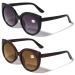 V.W.E. 2 Pairs Women Oversized Bifocal Reading Sunglasses Reader Glasses Gradient Tinted Lens Vintage Round Cateye 1 Black 1 Brown 2.5 x