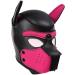 Yiqin RWSX dog mask soft latex petplay dog mask with ear puppy mask dog masks removable mouth suitable for Halloween vacation party xl pink