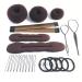 iFlyMars 3 Pieces Hair Donut Bun Makers, 2 Pieces Foam Sponge Bun Shapers, 1 Pieces Magic French Twist Hairstyle Clip,2 Snap Bun Makers,10 pieces Hair Elastic Bands, 20 pieces Hair Pins (Brown)