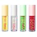 LOPHE 4Pcs Plumping Lip Oil Kit Makeup Lip Gloss Set Fruit-Flavored Lip Care Oil Long Moisturizing Lip Gloss Tinted Lip Oil Non-Sticky FInish High-Shine Hydrating Light Clear Liquid Lipsticks 4PCS-C