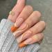 DOCVOEOMH Orange Press on Nails Fake Nails Long Coffin Glue on Nails Acrylic Stick on Nails False Nails for Women 24PCS Orange-A01