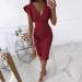 Briskorry Women's Summer Business Dresses - Elegant V-Neck Floral Knee-Length Ruffled Festival Dresses - Buy Online on GoSupps.com
